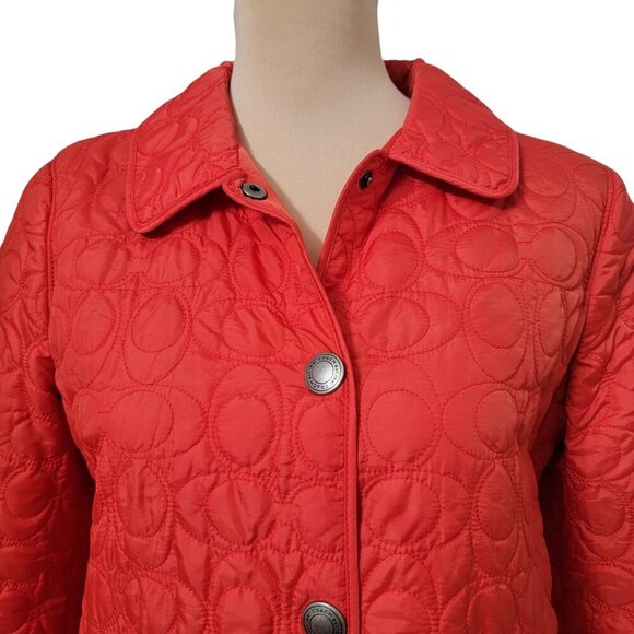 Coach Size S Pomegranate Orange Red Lightweight Quilted Jacket, Gently Used Cond - Picture 2 of 14